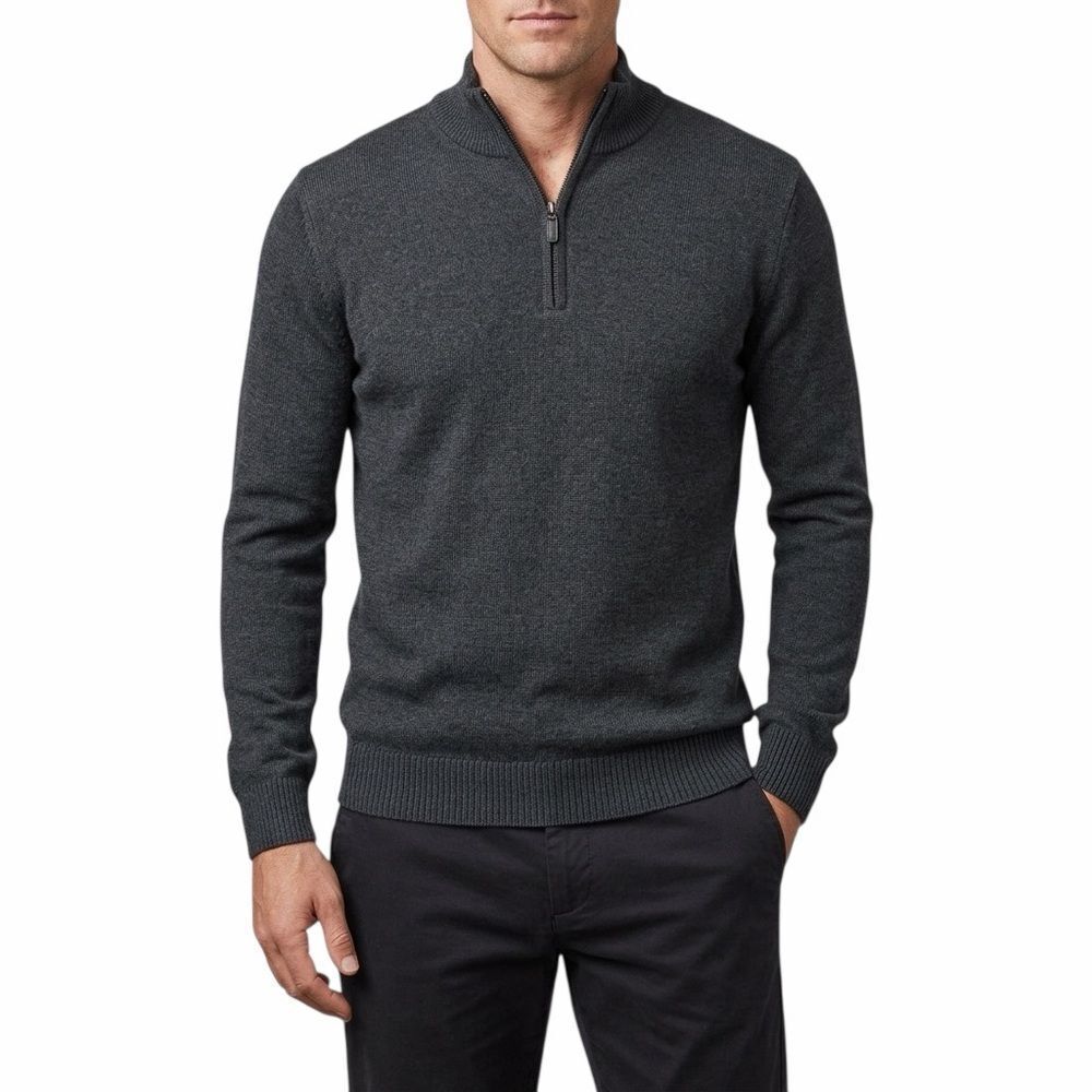 Oscar de la Renta Men's Cotton Blend Dark Grey Pullover/Sweater Size L